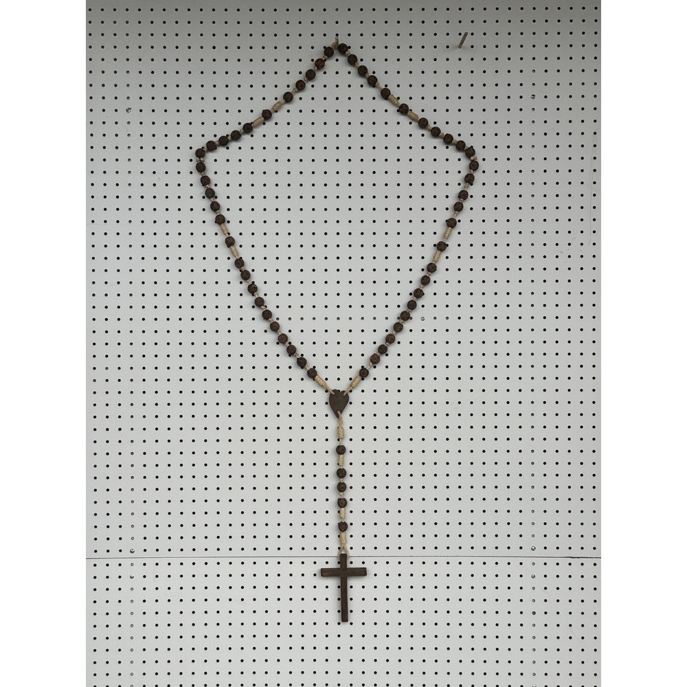 Large Carved Wood Wall Rosary Heart Centerpiece Oversized Crucifix Decor 47in